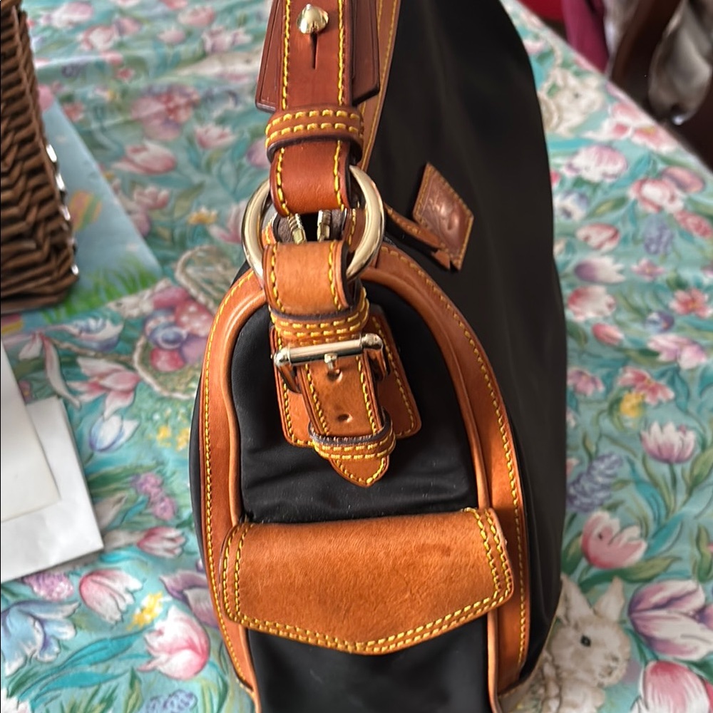 Dooney & Bourke Black and Brown Leather Trim Bag - Picture 2 of 4